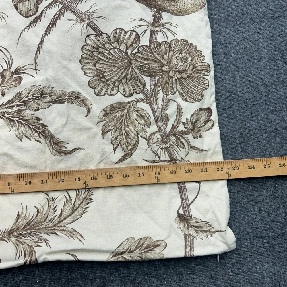 Pottery Barn Floral Bird Linen Cotton Blend Pillow Cover 24 X 24 Case Set